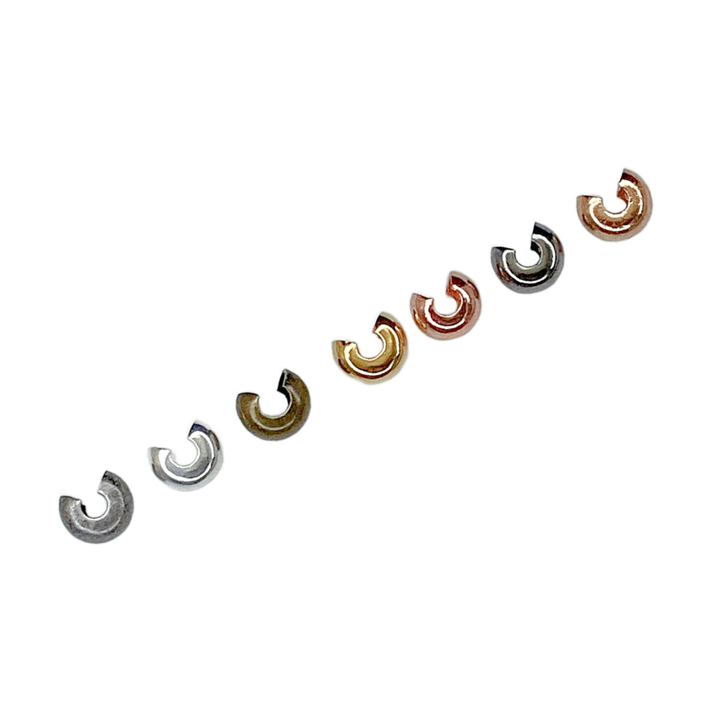 50 - 3mm, 4mm, 5mm Crimp Covers - Silver Plated, Gold Plated, Gunmetal, Antique Gold, Copper, Rose Gold or Stainless Steel
