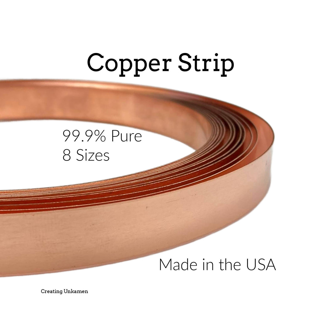 Copper Strip Wire - By the Foot - Solid, Raw Bracelet, Bezel and Ring Stock - 8 Sizes to Select From with 100% Guarantee