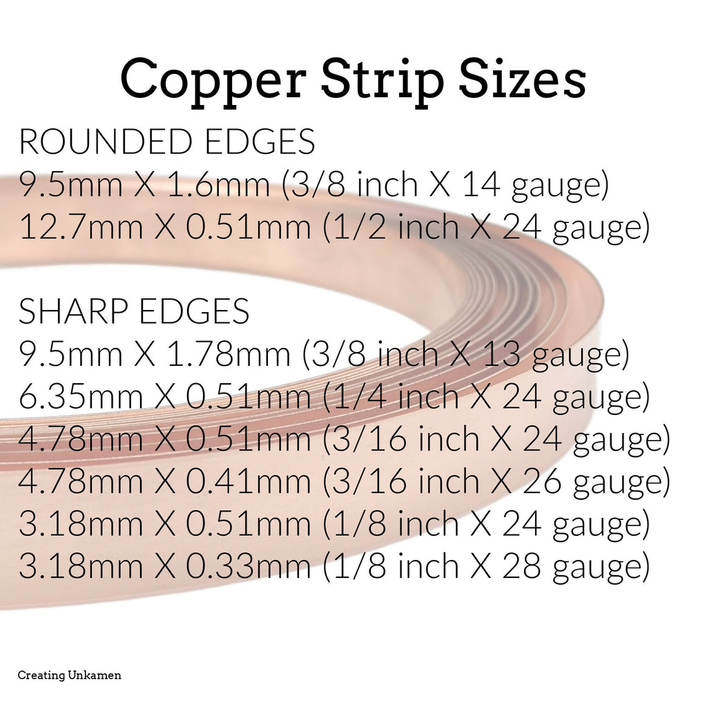 Copper Strip Wire - By the Foot - Solid, Raw Bracelet, Bezel and Ring Stock - 8 Sizes to Select From with 100% Guarantee