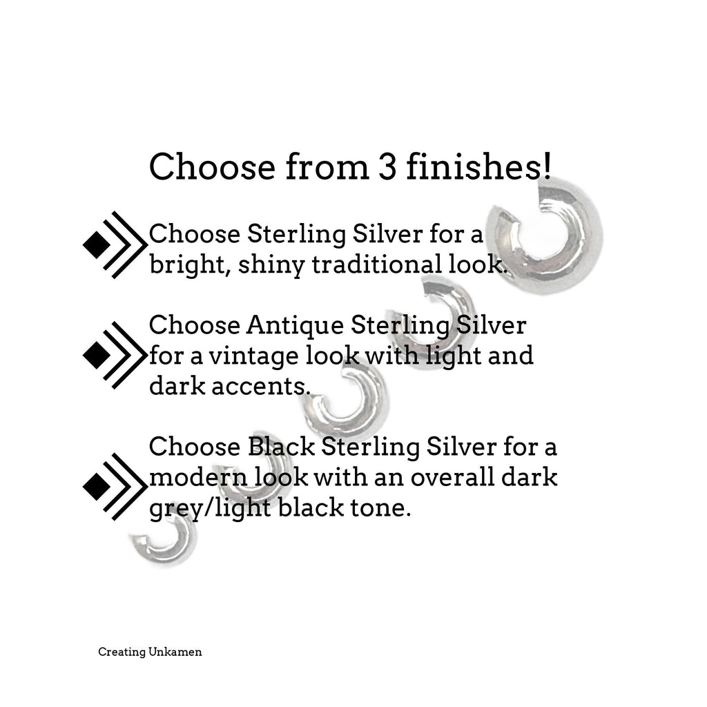 15 - Sterling Silver Crimp Covers - 2.5mm, 3mm, 3.2mm, 4mm, 5mm or Mix - Made in the USA - 100% Guarantee