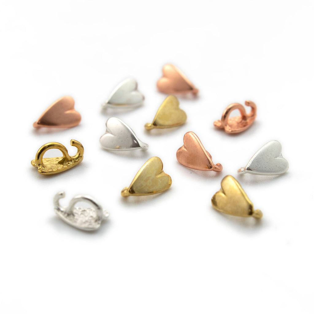Heart Bails with Hidden Hook 2 - 8mm x 5.5mm - Brass or Sterling Silver - 100% Guarantee