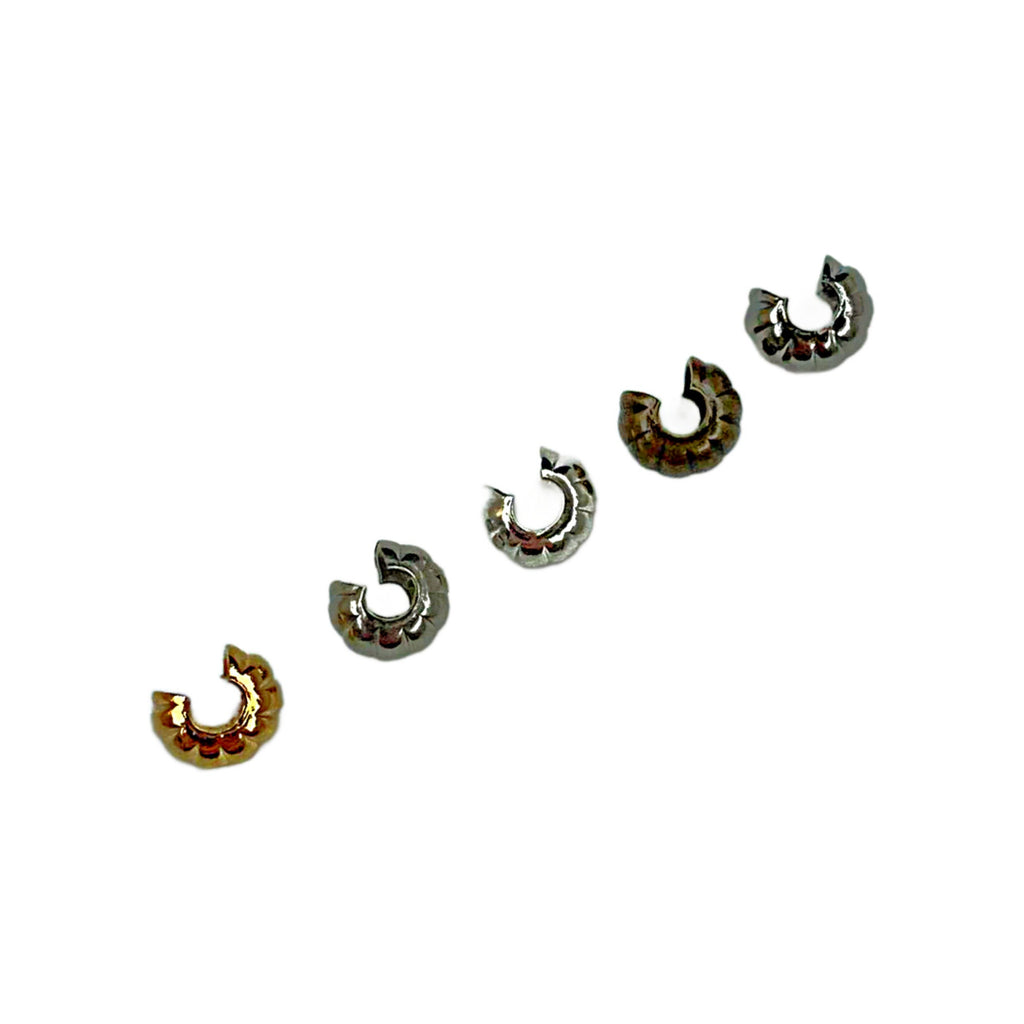 40 Corrugated Crimp Covers - Silver Plate, Gold Plate, Gunmetal, Antique Gold, Stainless Steel - Best Commercially Made