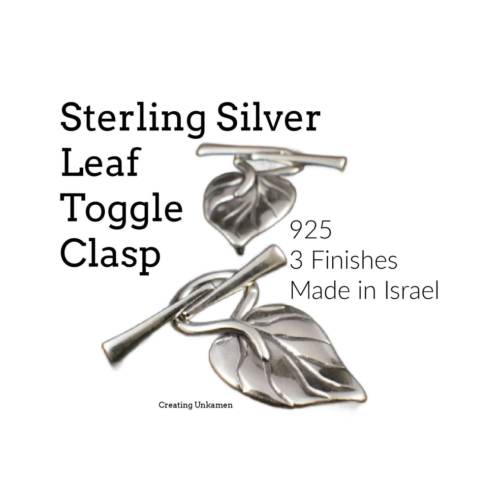 1 Sterling Silver Leaf Toggle Clasp - 26.5mm - Shiny or Antique - Best Commercially Made - 100% Guarantee