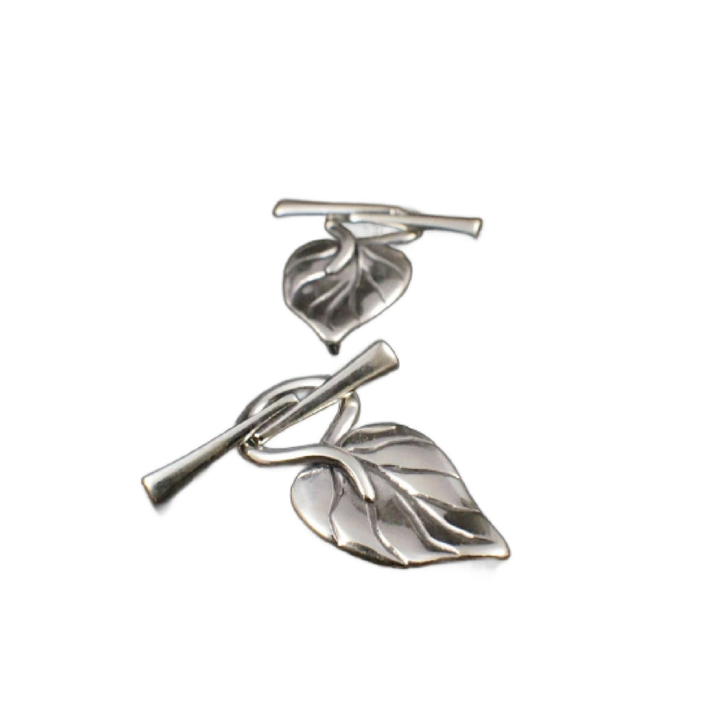 1 Sterling Silver Leaf Toggle Clasp - 26.5mm - Shiny or Antique - Best Commercially Made - 100% Guarantee