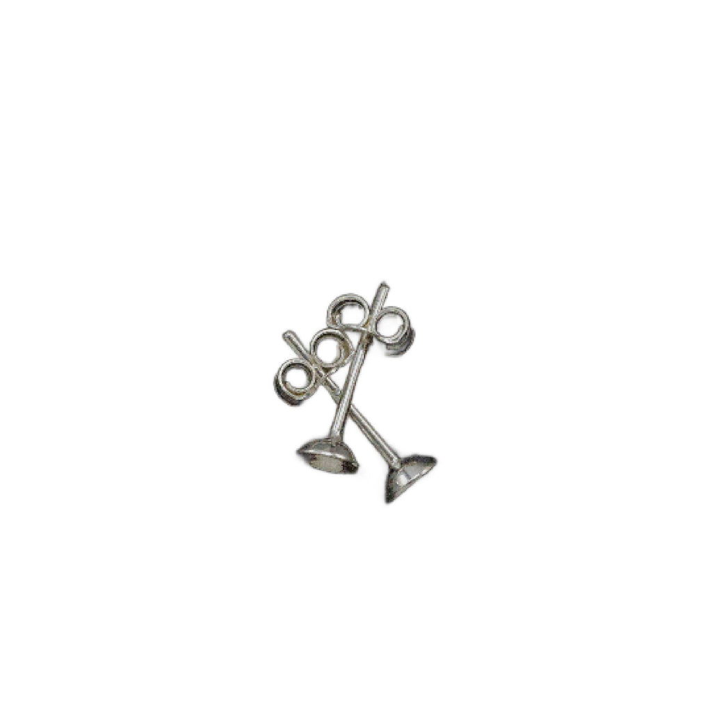 3 Pairs Sterling Silver Earring Posts with 4mm, 5mm or 6mm Cup