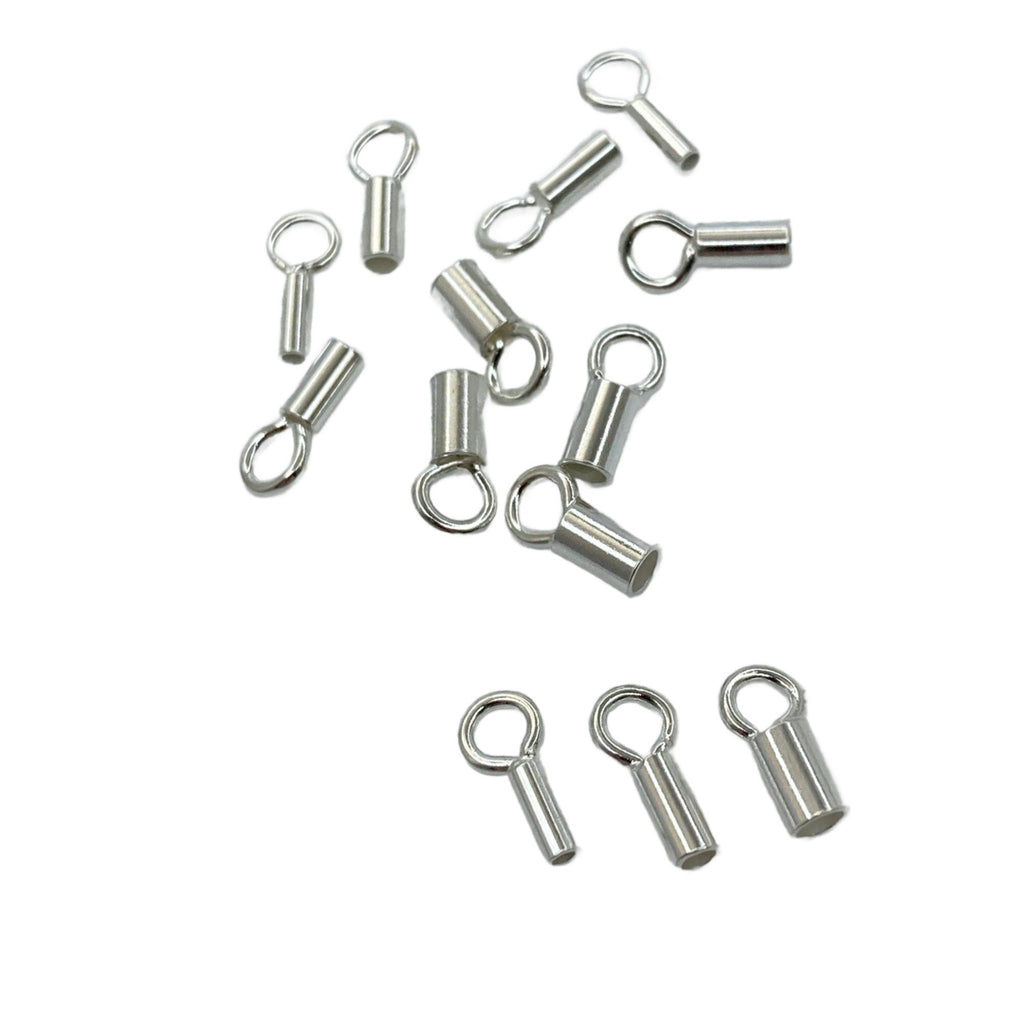 6 Sterling Silver End Caps with Rings - 1mm, 1.5mm, 2mm ID - Made in the USA