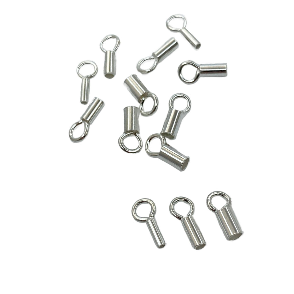 10 Sterling Silver End Caps with Rings - 1mm, 1.5mm, 2mm ID - Made in the USA