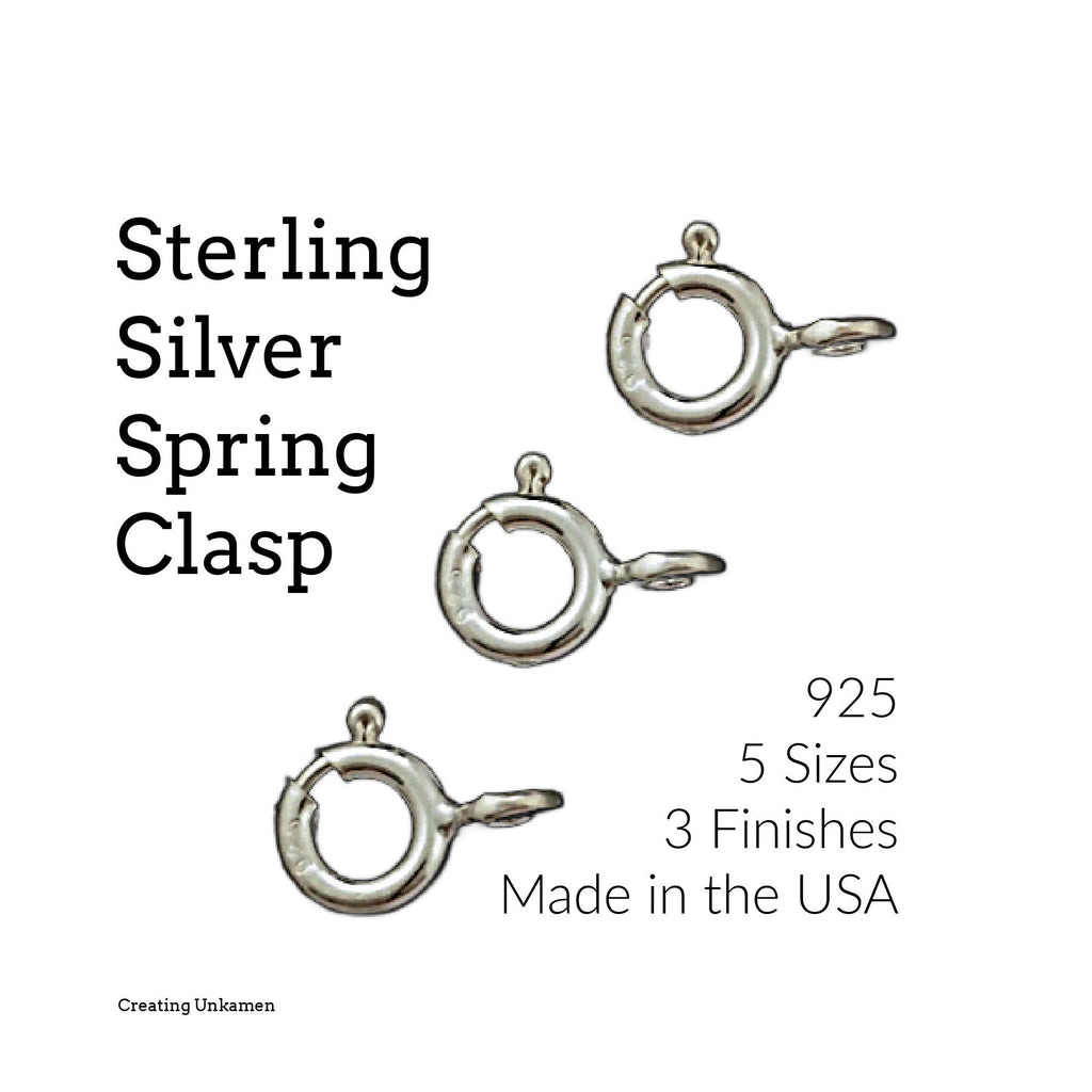 5 - Sterling Silver Spring Clasps - 5mm, 5.5mm, 6mm, 7mm or 8mm - Bright, Antique or Black Custom Finish