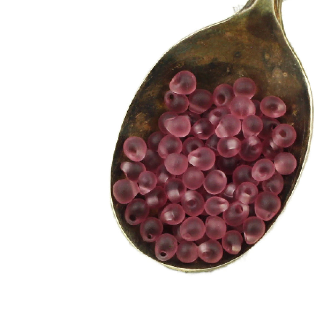 Matte Smoky Amethyst Drop Beads 3mm X 4mm Glass Miyuki