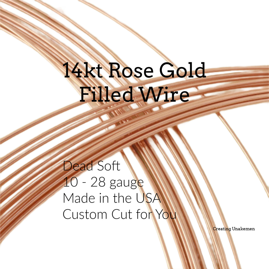 14kt Rose Gold Filled Wire - Dead Soft - 1/8 Troy ounce - You Pick 10, 12, 14, 16, 18, 20, 22,, 24, 26 28 Gauge