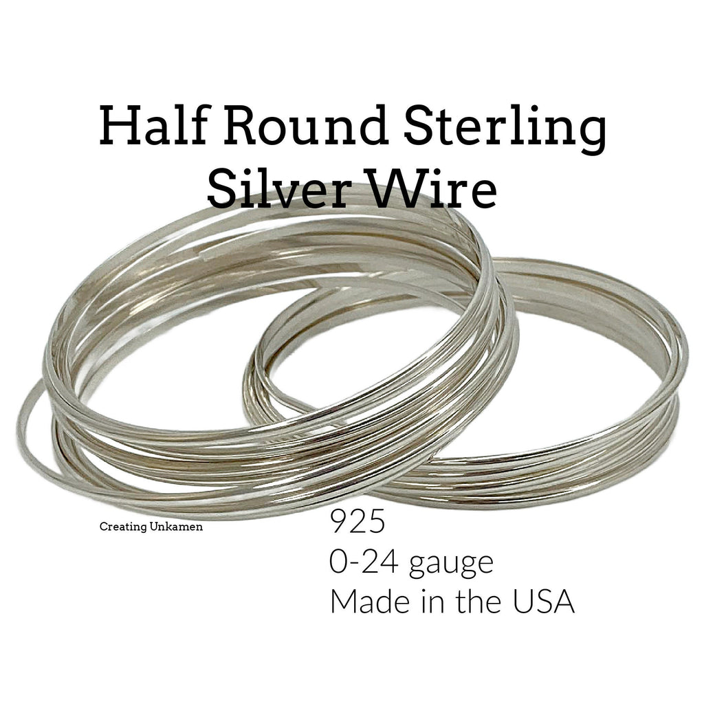 1/4 Troy Ounce Half Round - Sterling Silver Wire - Half Hard or Dead Soft - You Pick Gauge - Made in the USA