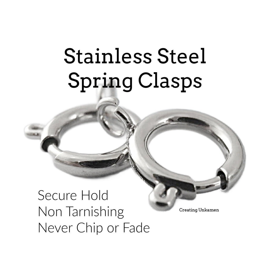 6 Stainless Steel Spring Clasps 6mm, 8mm, 10mm, 12mm, 14mm 16mm - 100% Guarantee