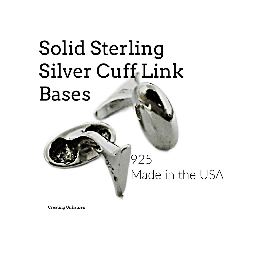 1 Pair Solid Sterling Silver Cuff Link Bases - Made in the USA