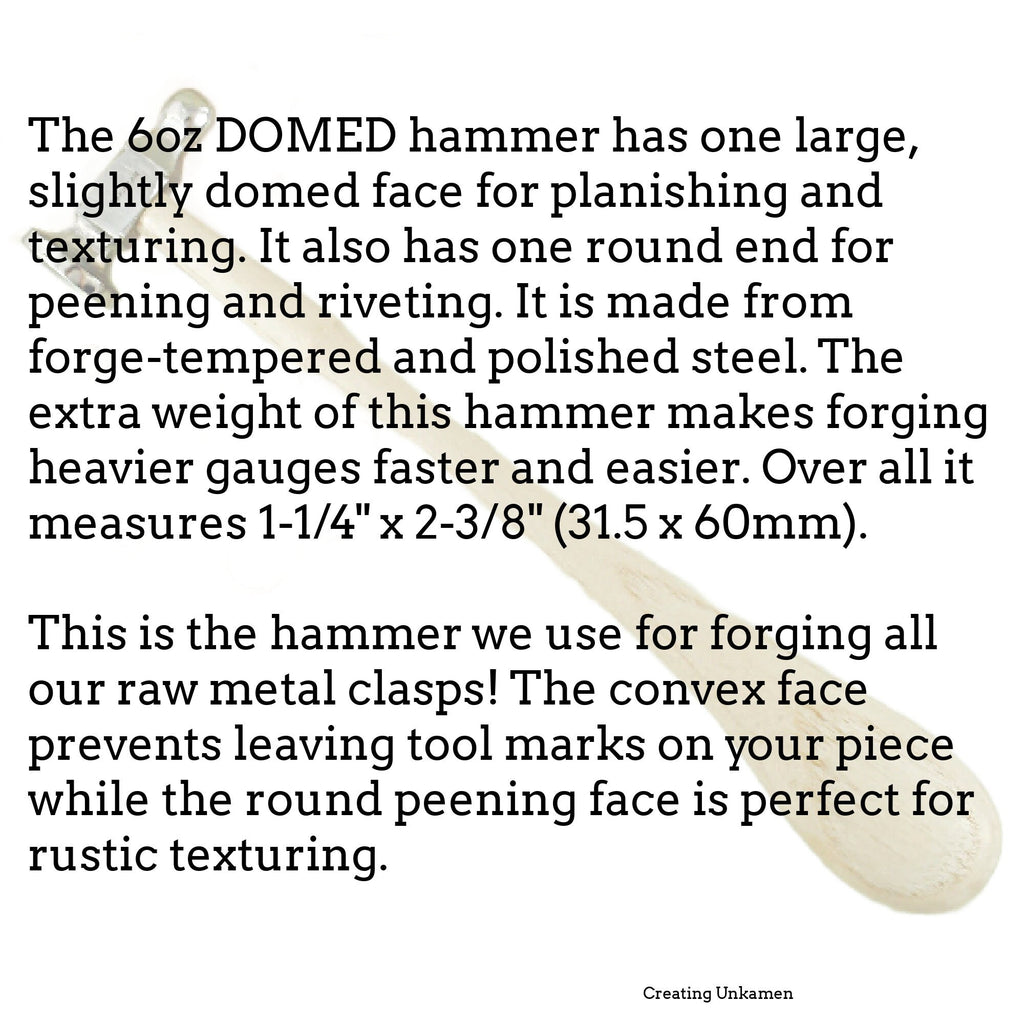 Chasing Hammer - You Choose FLAT or DOMED - Our Pick for a Great All Around Planishing Tool - Wire Sample Included