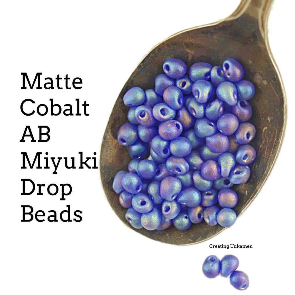 Matte Cobalt AB Miyuki Drop Beads - Make Shaggy Earrings, Bracelets or Use for Beading