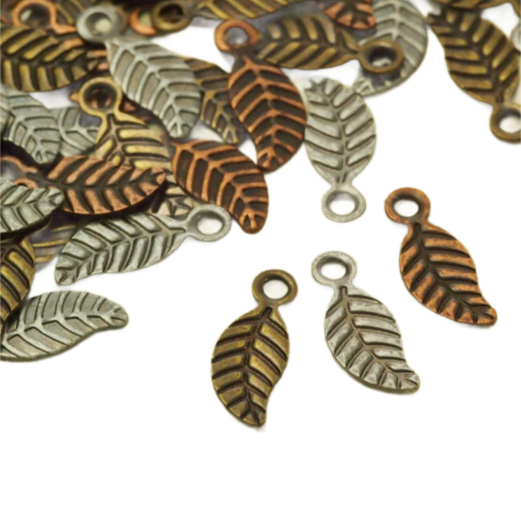 25 Mini Leaf Drops - Antique Copper, Antique Silver or Antique Gold - 7mm X 3.5mm - 100% Guarantee