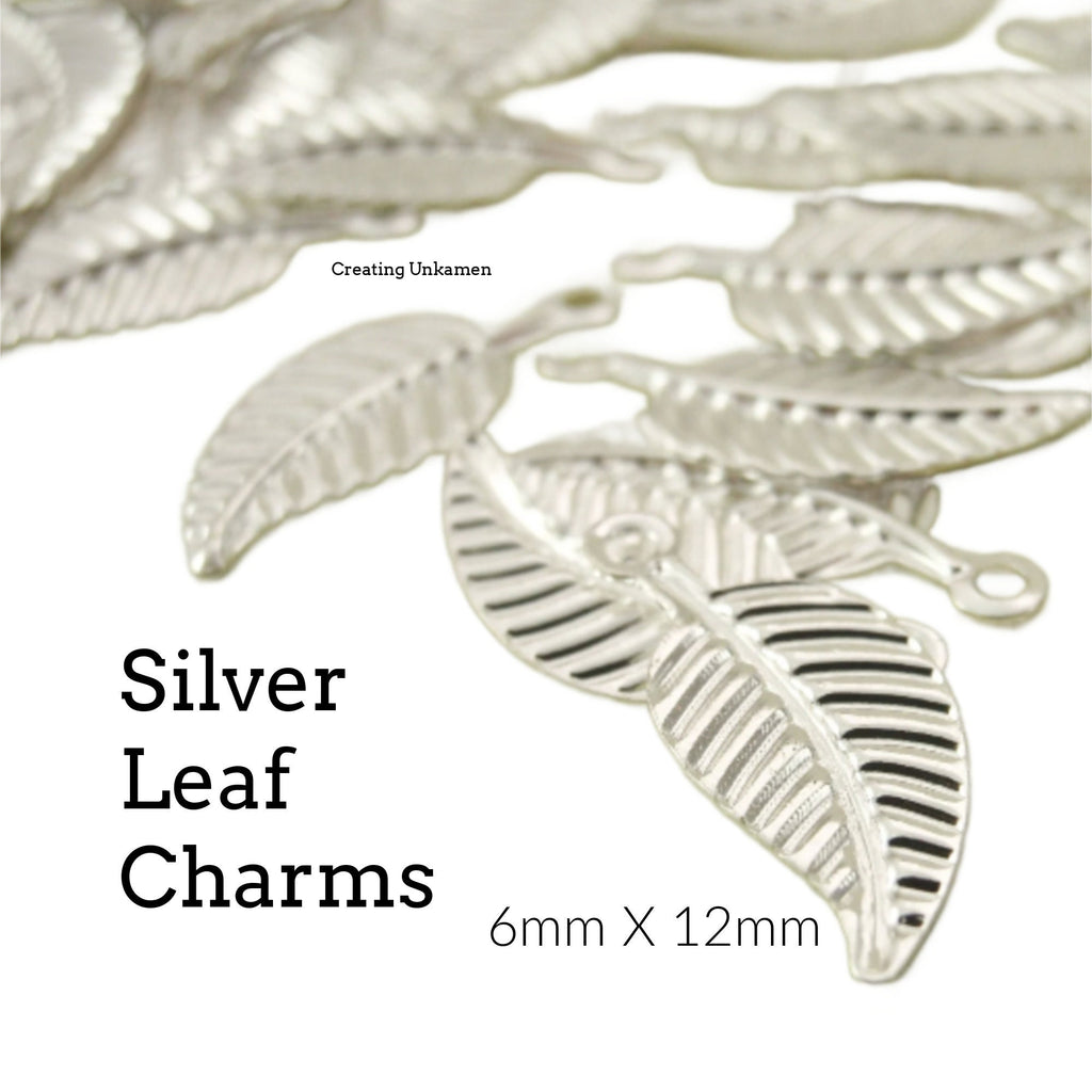 Charms 25 Silver Plated Leaf Drops 6mm X 12mm Perfect for Bracelets and Earrings - 100% Guarantee