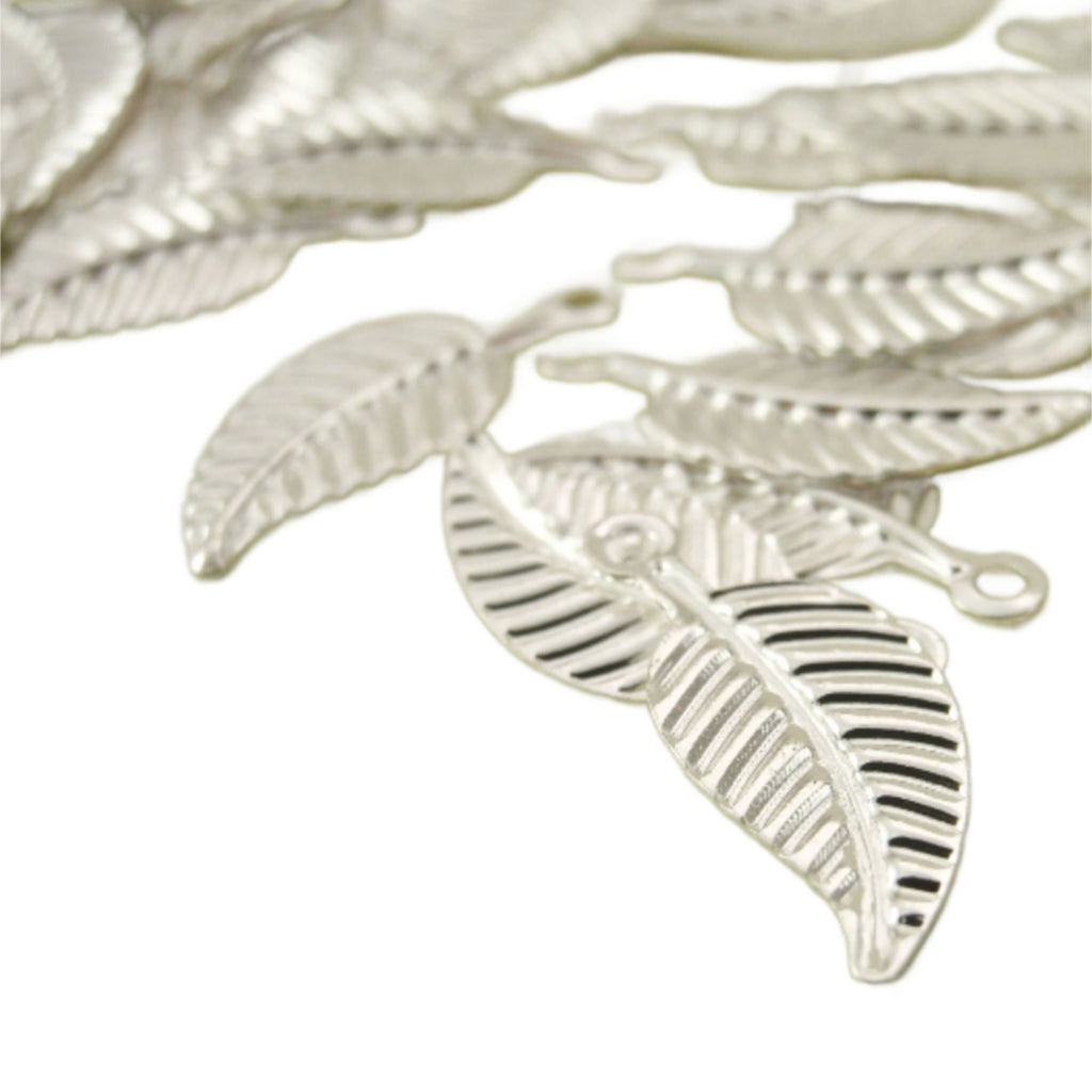 Charms 25 Silver Plated Leaf Drops 6mm X 12mm Perfect for Bracelets and Earrings - 100% Guarantee