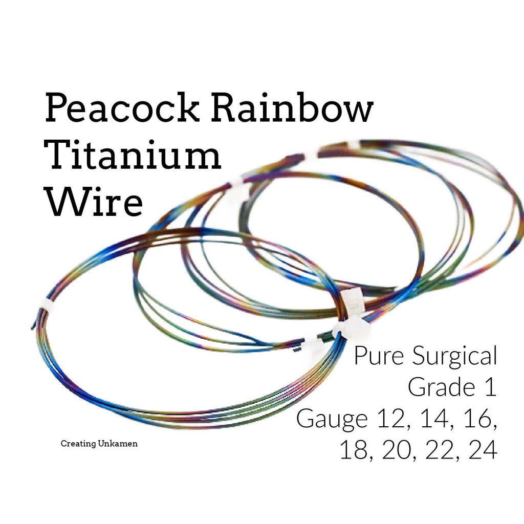 Peacock Rainbow Anodized Titanium Wire - Pure Surgical Grade 1 - Gauge 12, 14, 16, 18, 20, 22, 24