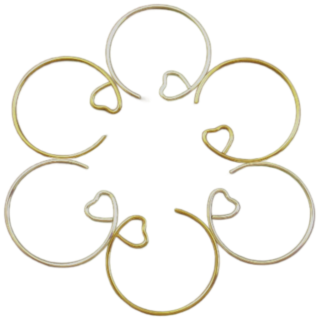 Heart Hoops 5 Pairs in Gold Plate and Silver Plate 23mm