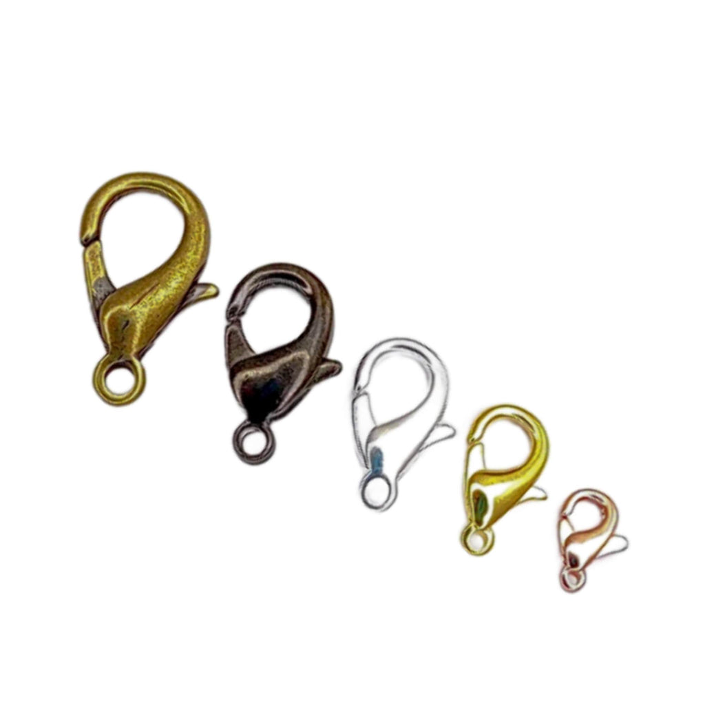 4 Lobster Clasps - Teardrop Style in 4 Sizes in Silver, Gold, Antique Gold, Copper or Gunmetal Plated Brass - 100% Guarantee