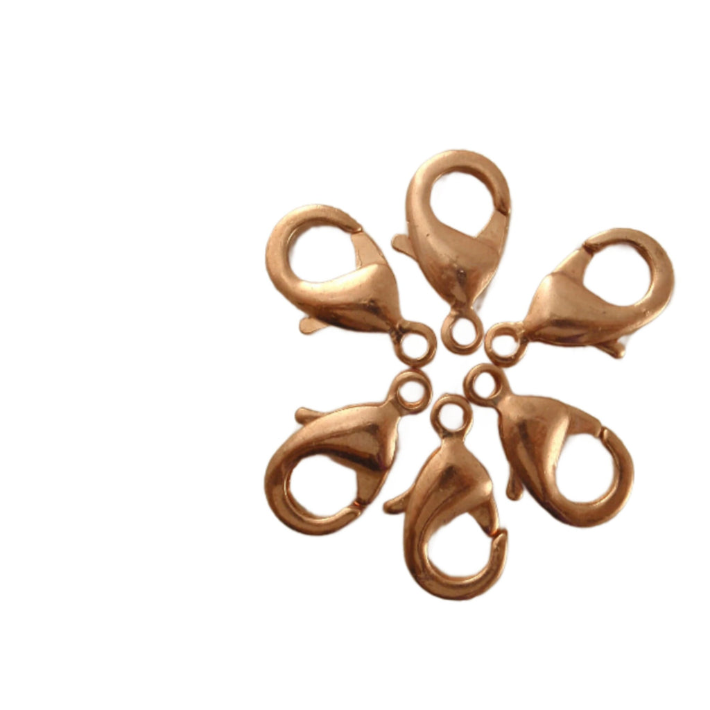 10 Lobster Clasps - Teardrop Style - Copper Plated Brass - Small 8.5mm X 6mm or Large 15mm X 8mm 100% Guarantee
