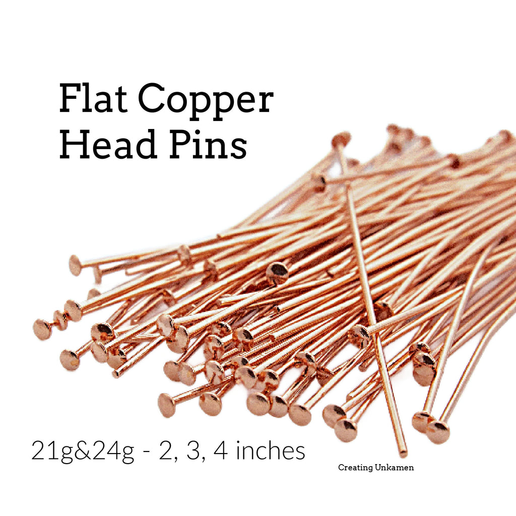 100 Flat Copper Head Pin - 21g, 24g - 2, 3, 4 inches - Best Commercially Made