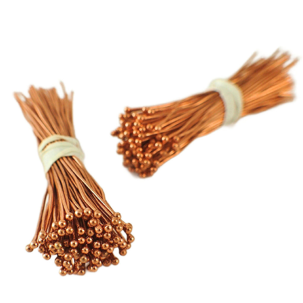 50 Solid Copper Ball Head Pins 22 gauge - Raw or Custom Oxidized - 100% Guarantee