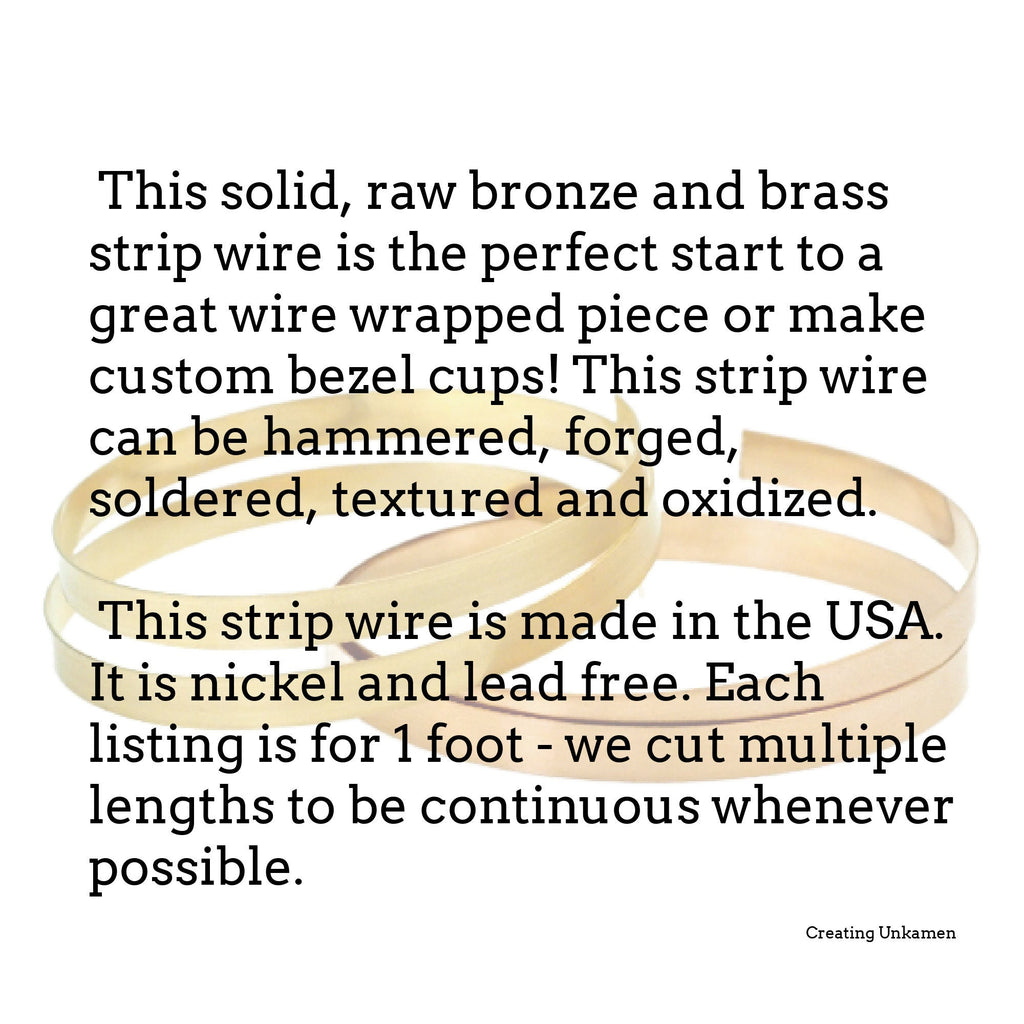 Flat Bronze and Brass Strip Wire - By the Foot in 24, 25 and 28 Gauge - 100% Guarantee