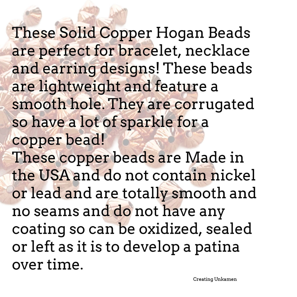 Copper Hogan Beads - Ready to Patina or Seal - 5mm Made in the USA