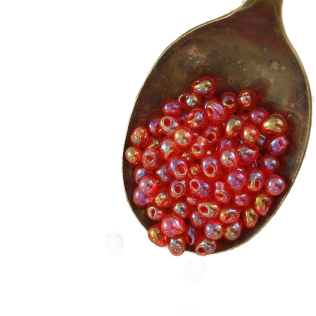 Transparent Red AB Drop Miyuki Glass Beads - Perfect for Shaggy Beaded Earrings, Bracelets, Rings