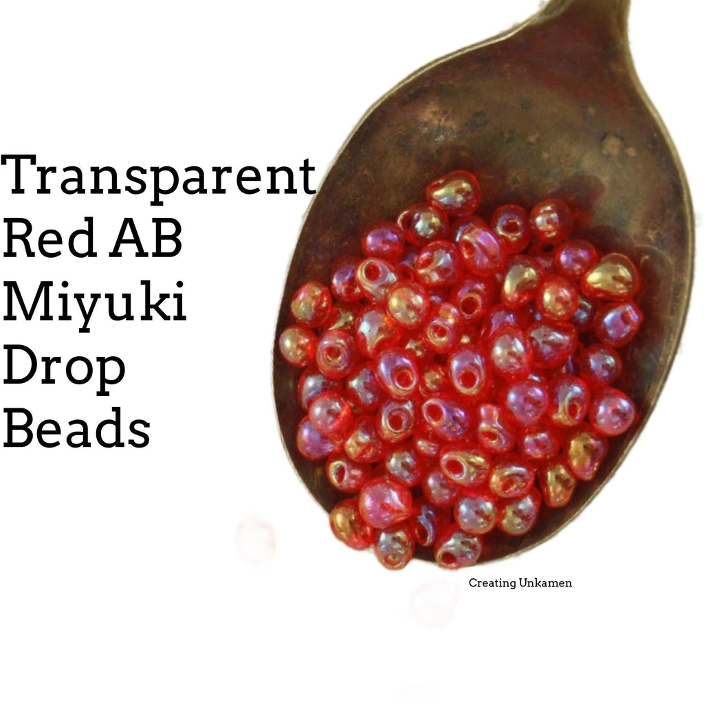 Transparent Red AB Drop Miyuki Glass Beads - Perfect for Shaggy Beaded Earrings, Bracelets, Rings