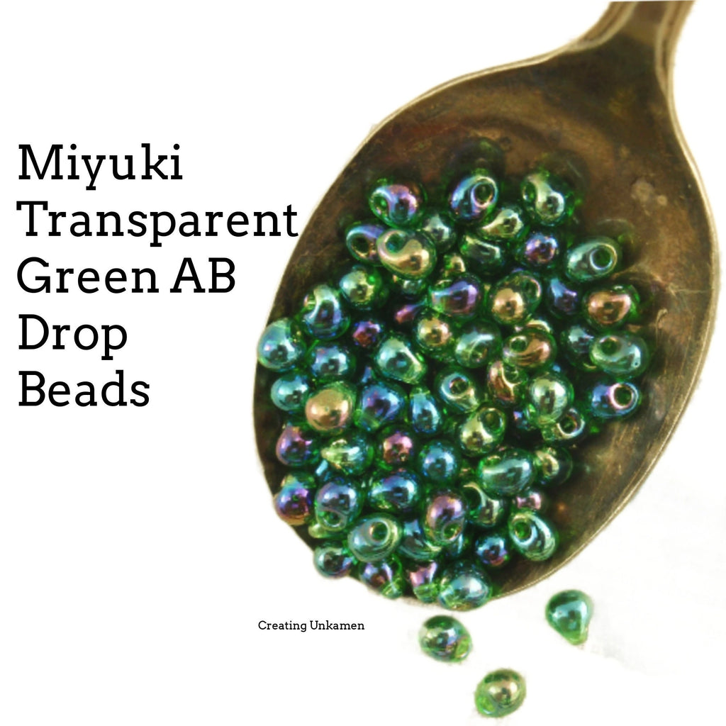 Miyuki Transparent Green AB Drop Beads 12, 24 or 48 grams