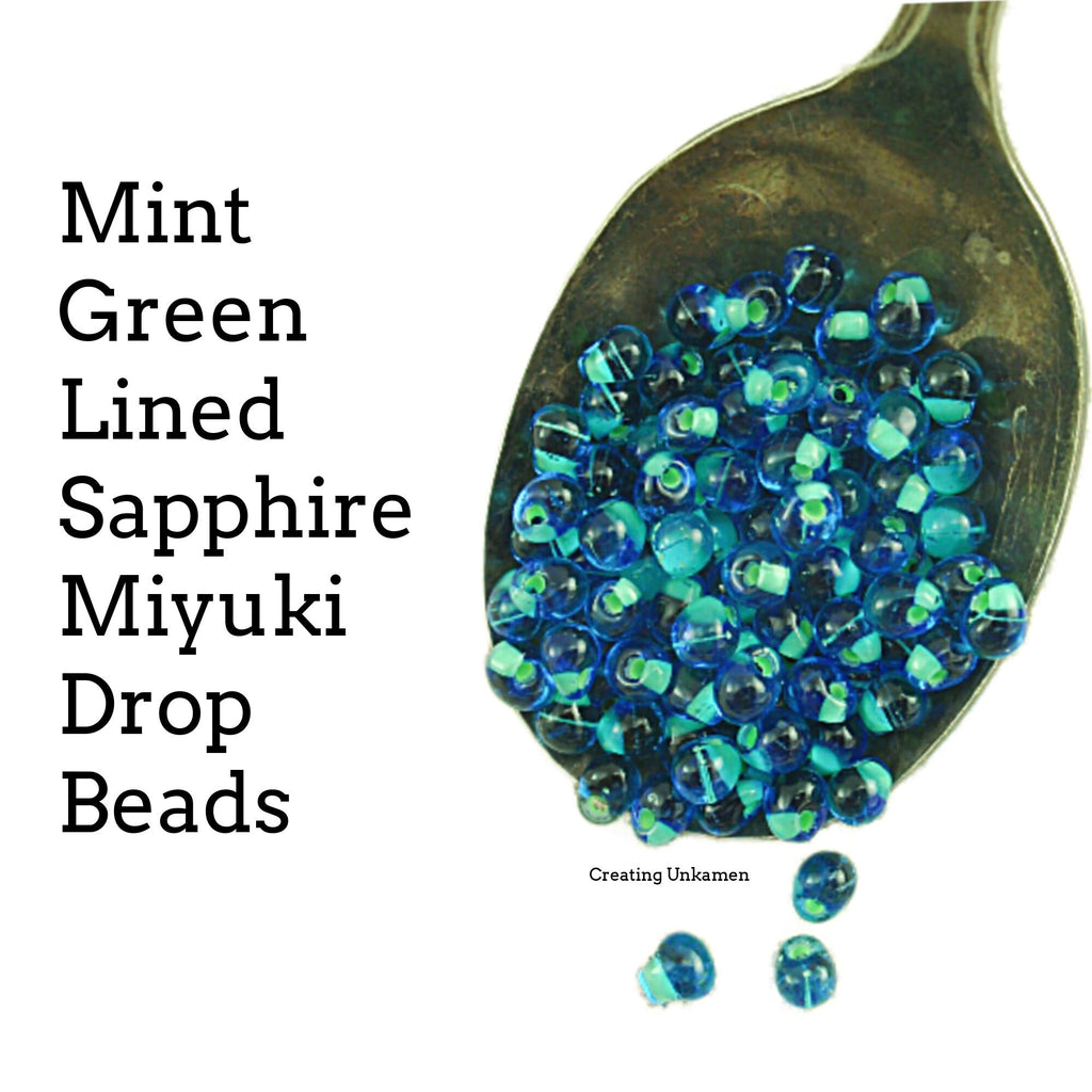Mint Green Lined Sapphire Drop Beads 3mm X 4mm Miyuki Fringe