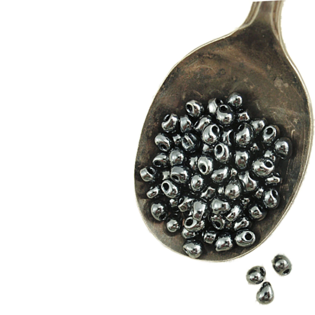 Miyuki Gunmetal Drop Glass Beads