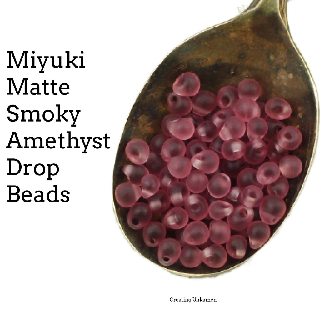 Matte Smoky Amethyst Drop Beads 3mm X 4mm Glass Miyuki