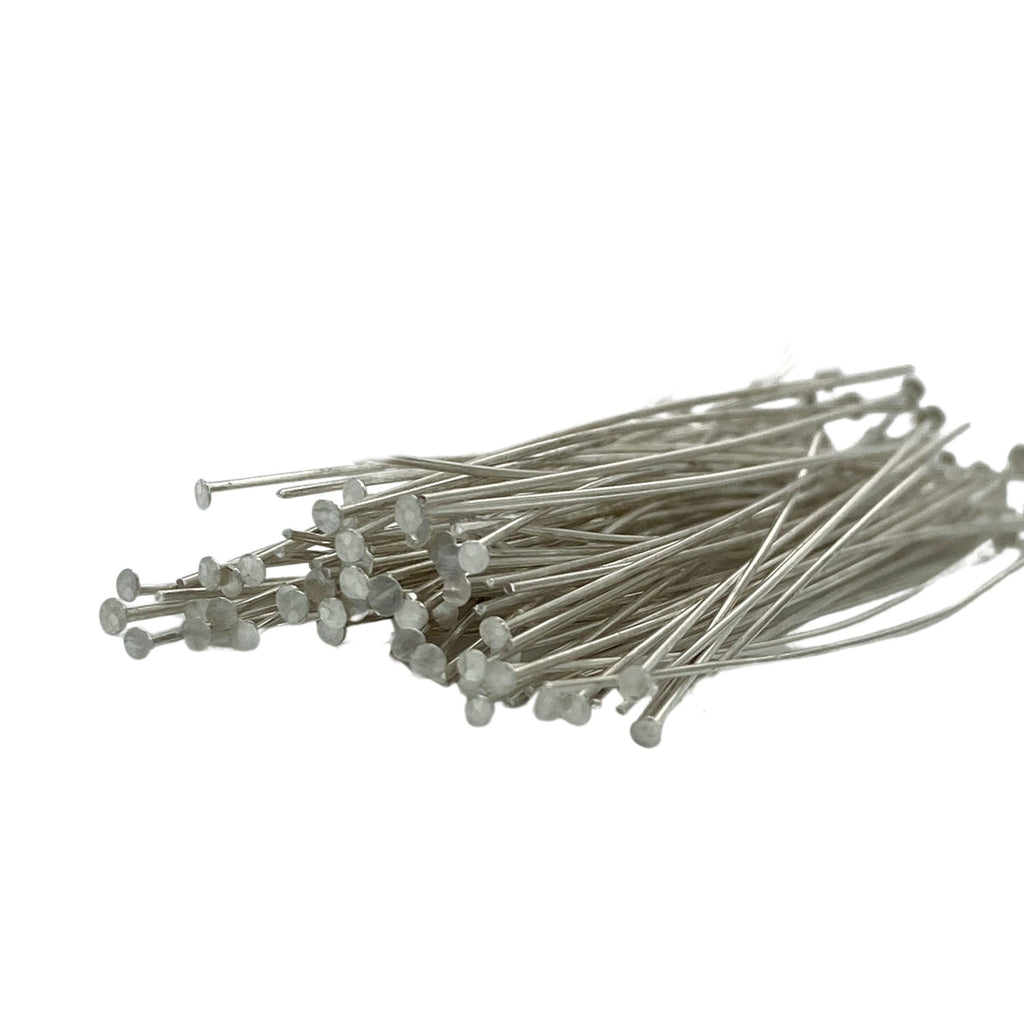 50 Silver Filled Flat Head Pins - White Brass Core - 22, 24, 26 gauge 1.5 or 2 inch - Shiny or Antique Silver