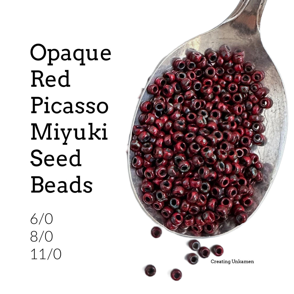 Miyuki 4513 Opaque Red Picasso 6/0, 8/0, 11/0 Seed Beads - 100% Guarantee