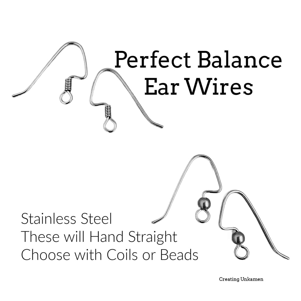 Ear Wires - 8 Pairs Stainless Steel Perfect Balance with Beads or Coils