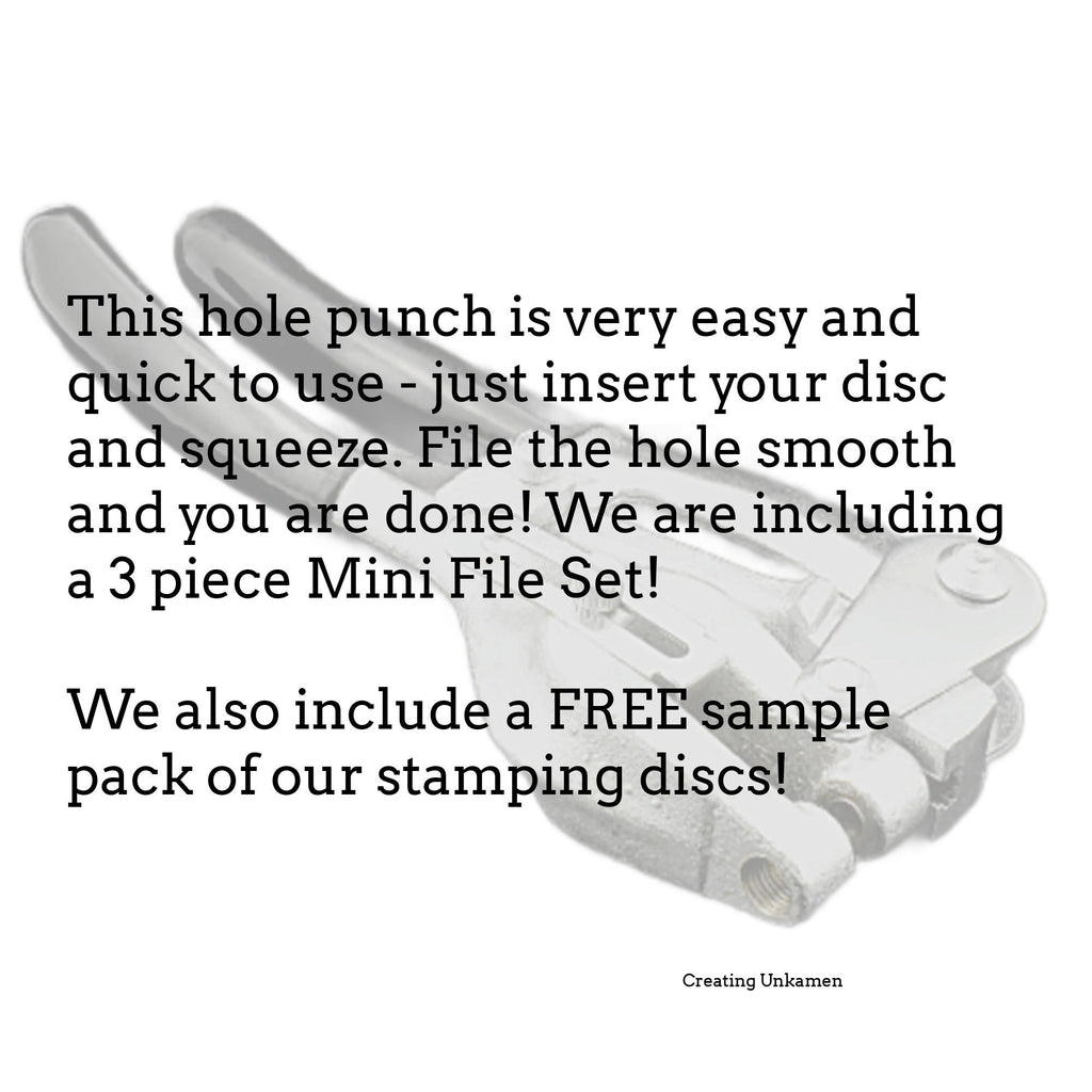 Best Metal Hole Punch - Free Sample Pack of my Stamping Discs and Mini File Set Included - Heavy Duty