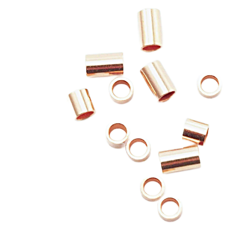 25 14kt Rose Gold Filled Crimp Tubes in 1mm, 2mm, 3mm - 100% Guarantee