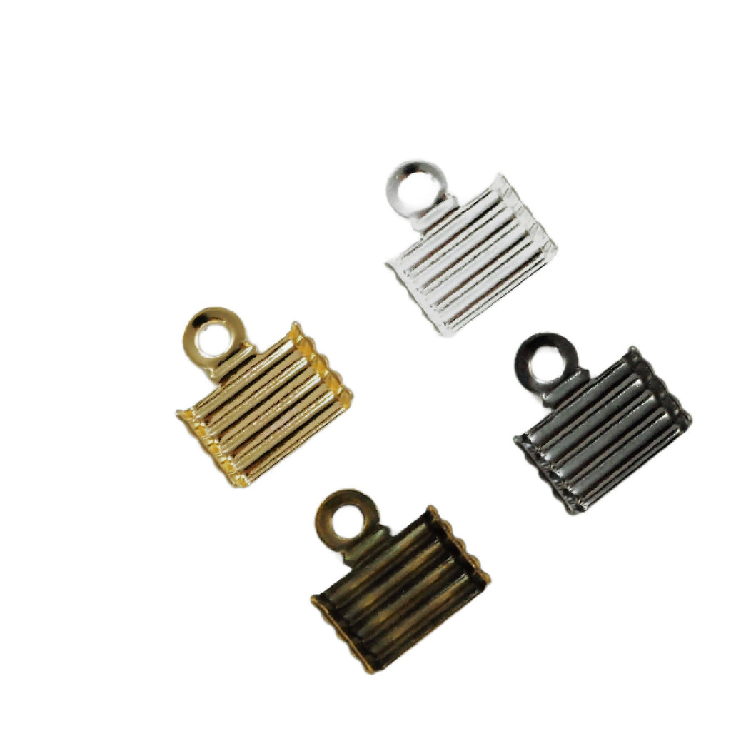 40 - 8mm X 7mm Corrugated Fold Over Cord Ends - Silver Plated, Gold Plated, Antique Gold & Gunmetal - Best Commercially Made