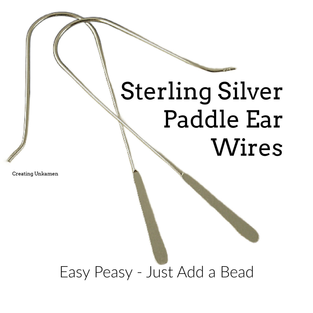 1 Pair Sterling Silver Paddle Ear Wires - Easy Peasy - Just Add a Bead