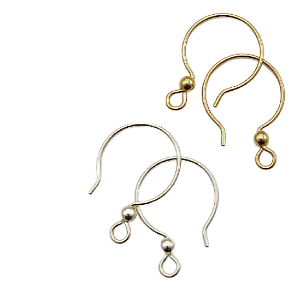 Ear Wires 14kt Gold Filled or Sterling Silver Sophisticated Hoop with Bead - Made in the USA