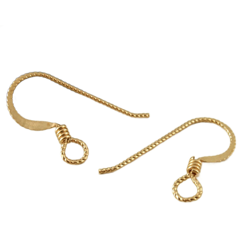 Slipless 14kt Gold Filled Ear Wires Hammered Flat with Coils