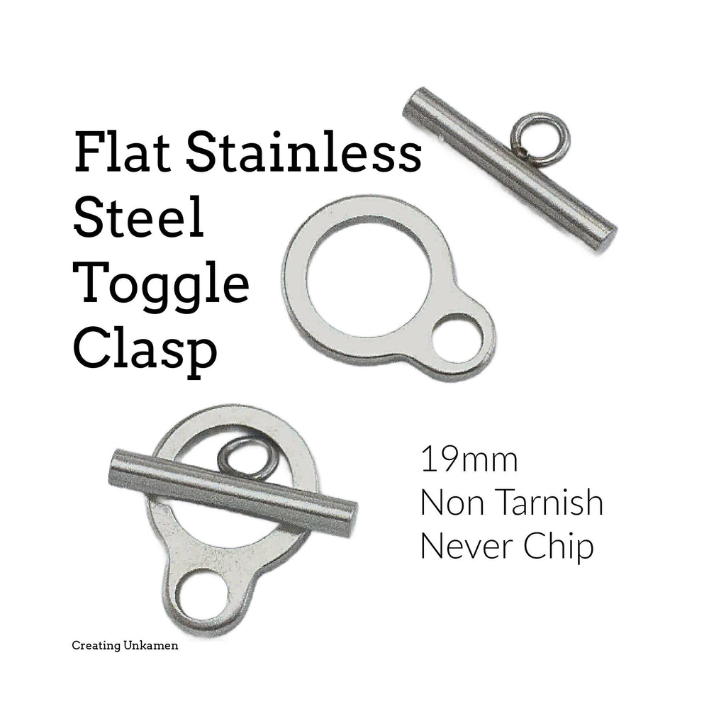 1 Flat Stainless Steel Toggle Clasp - 19mm