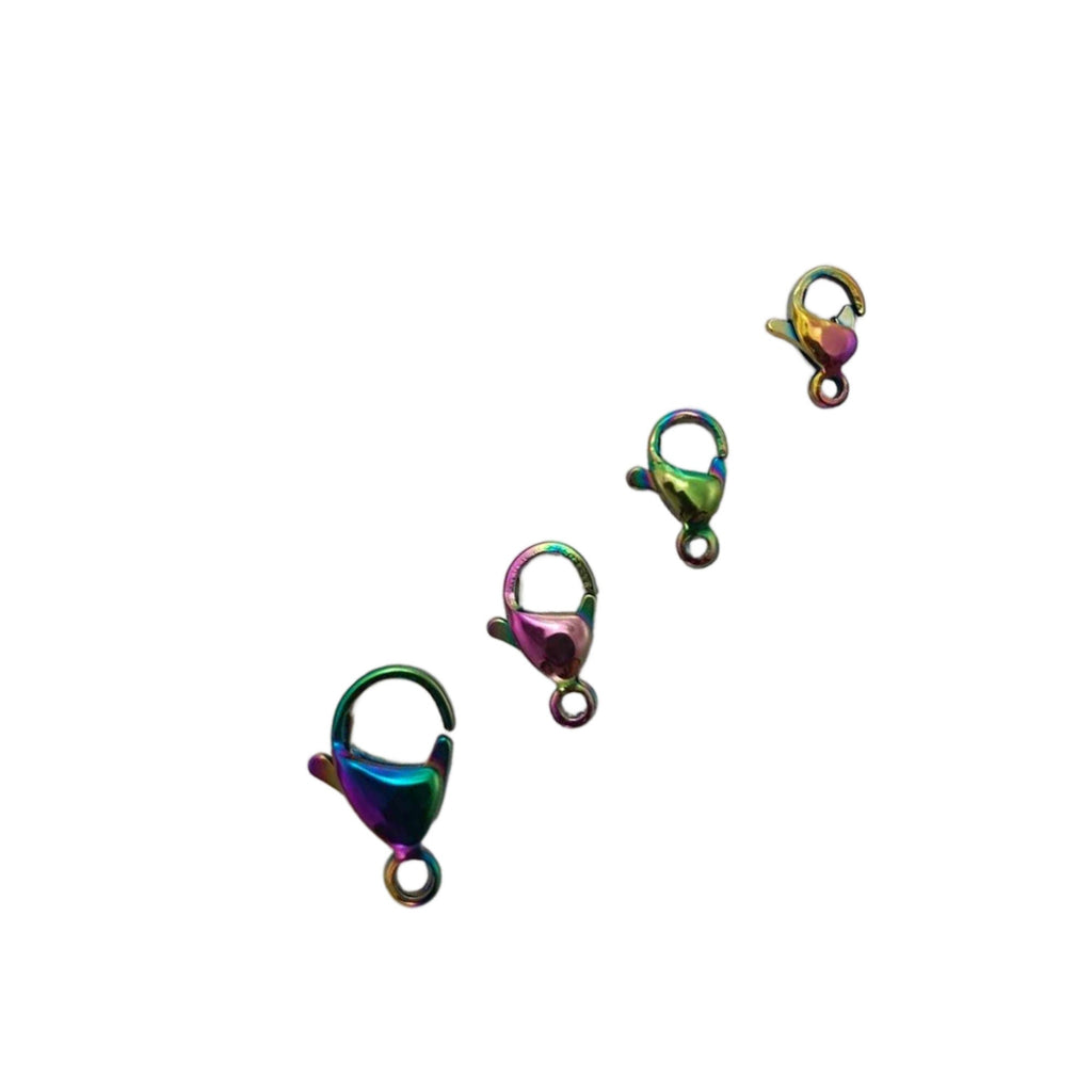 Lobster Clasps - Rainbow Stainless Steel Teardrop Style 9mm, 10mm, 12mm, 15mm