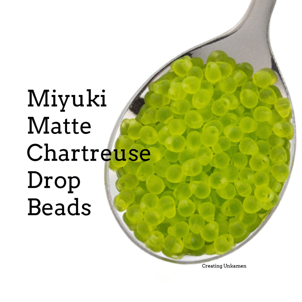 Matte Chartreuse Fringe Glass Beads - 3.4mm Miyuki Tear Drops - 100% Guarantee