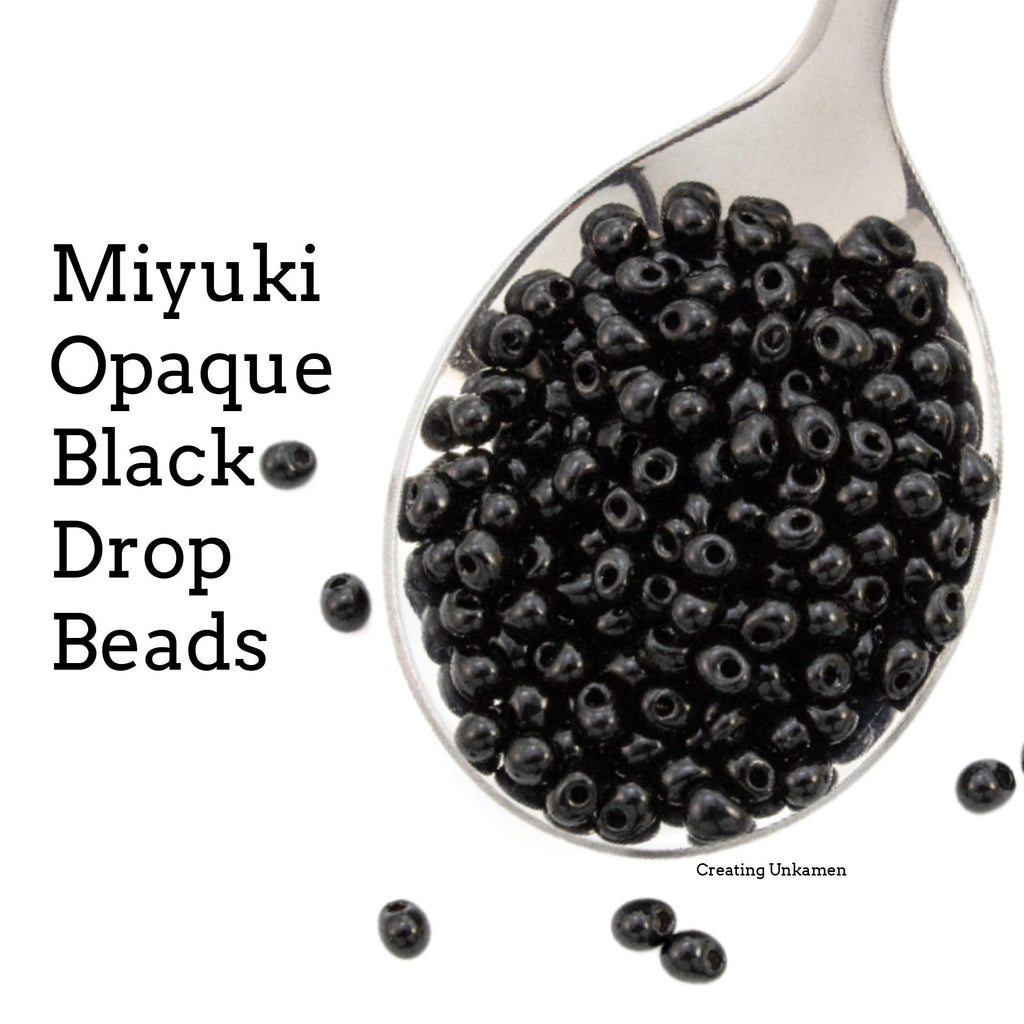 Opaque Black Fringe Glass Beads - 3.4mm Miyuki Tear Drops - 100% Guarantee
