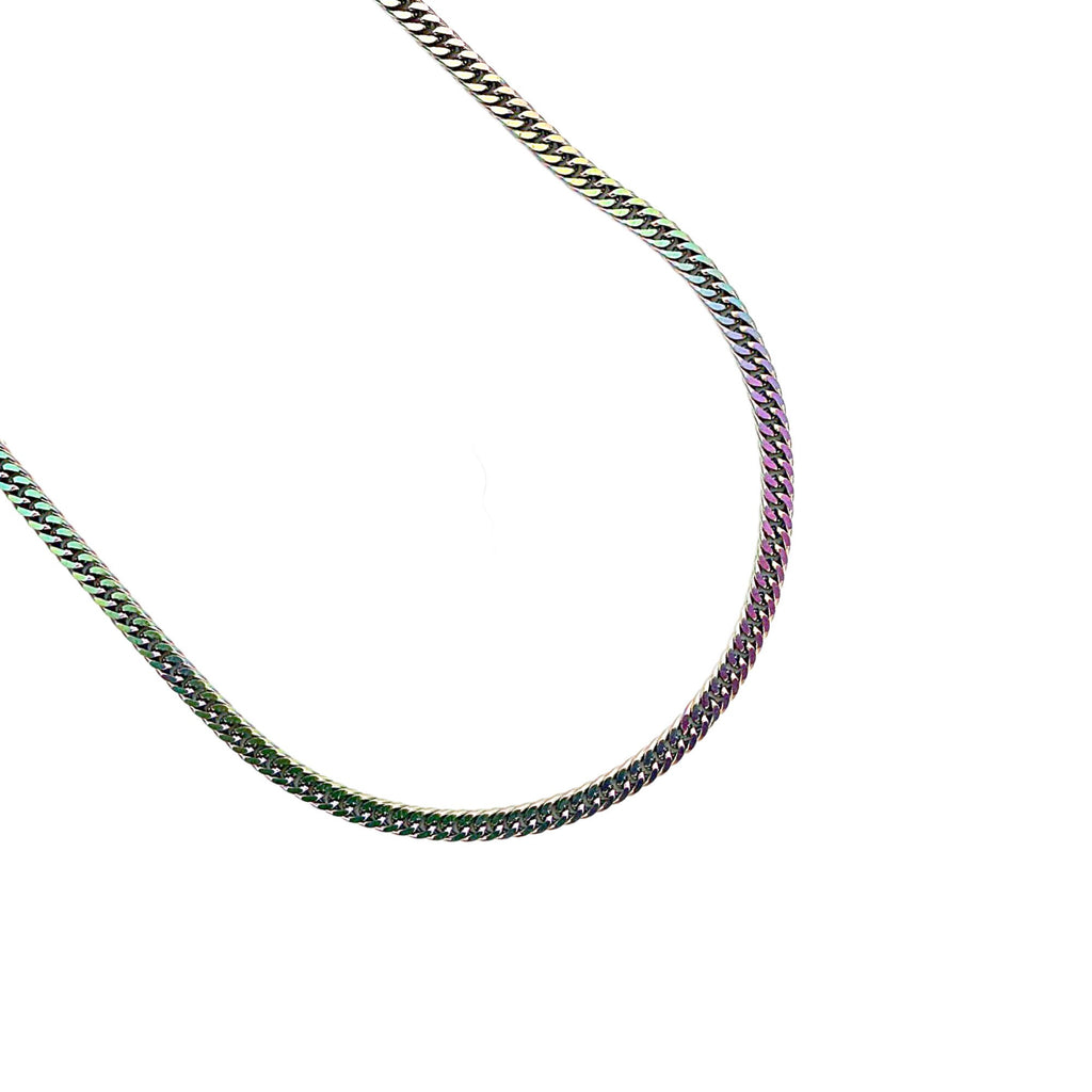 2mm or 7mm Curb Chain in Rainbow Anodized Surgical Steel - By the Foot or Finished Necklace